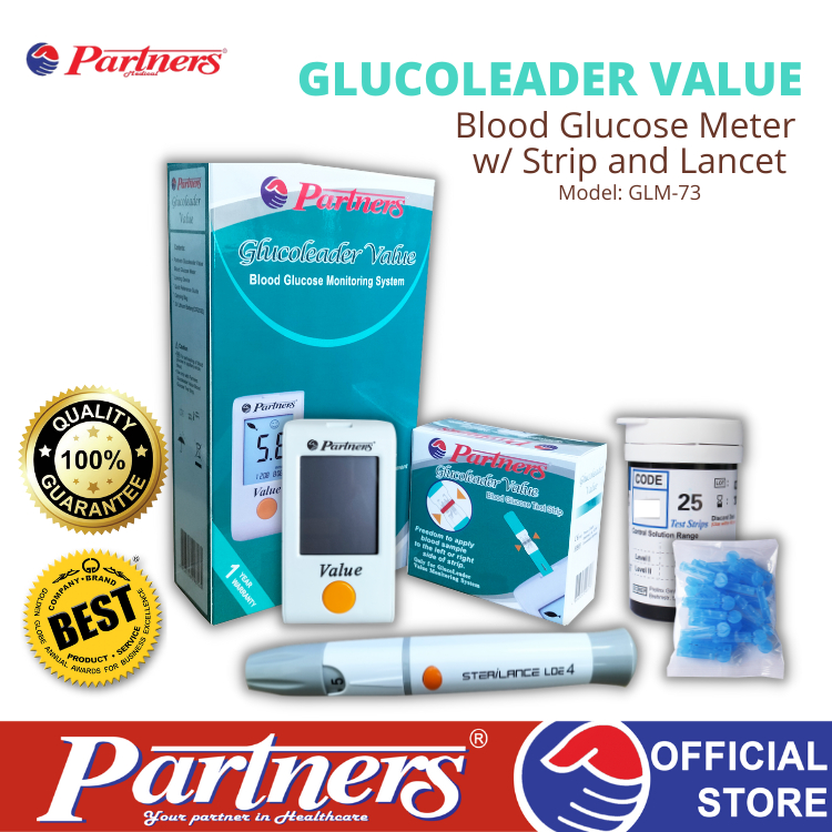 Partners GlucoLeader Value Blood Glucose Meter Model: GLM-73 w/ Glucose ...