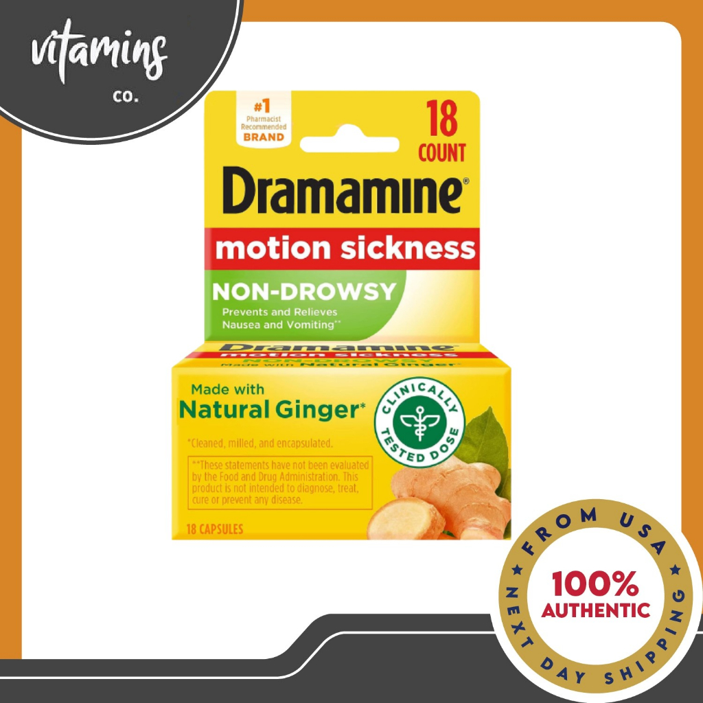 Dramamine Motion Sickness, Prevents Nausea and Vomiting (18 count) Made