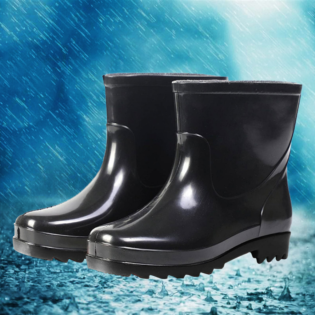 Black Low Cut Rain Boots (Bota) Adult rain shoes Men and Women's