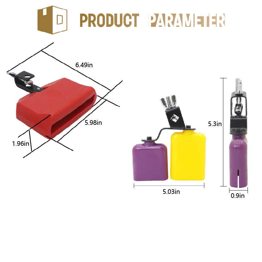 Bicolor Cowbell Midium Size Red Blue Jam Block With Mount for Drum Set ...