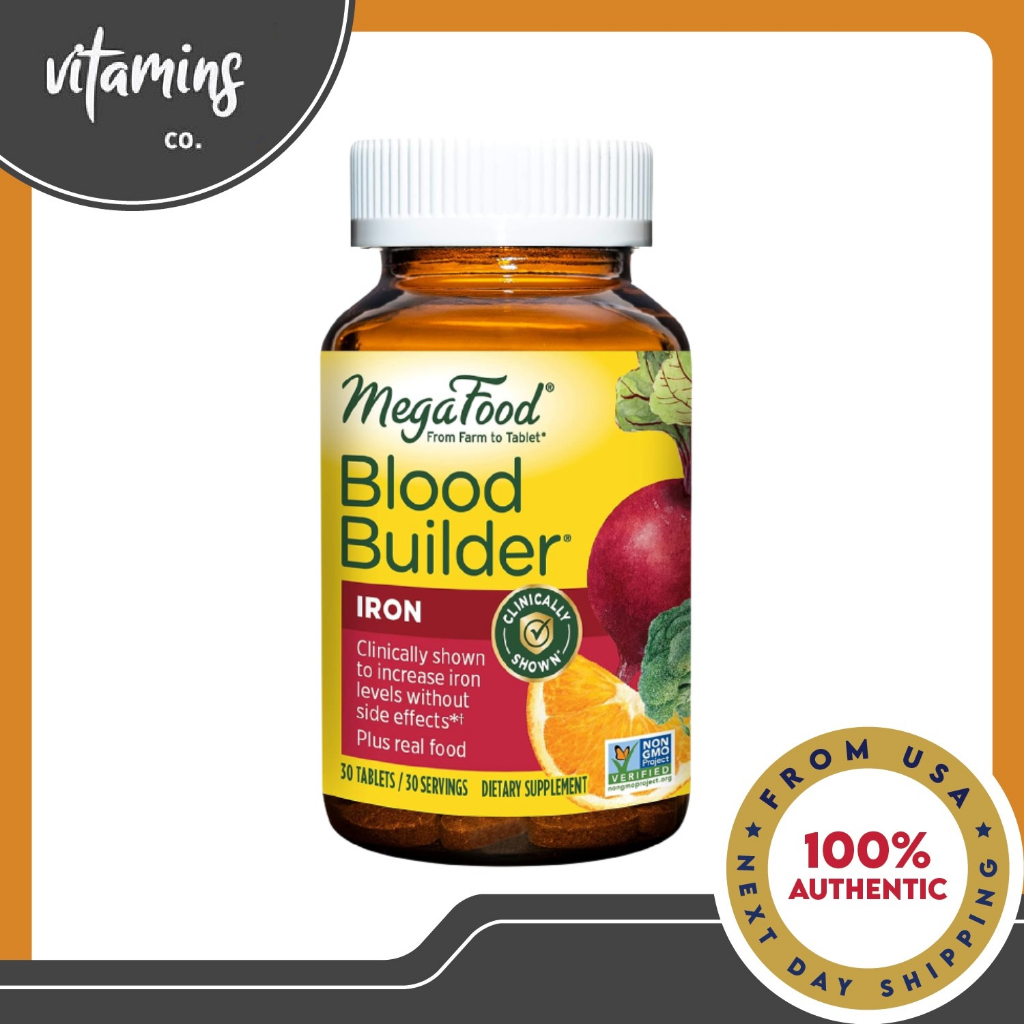 MegaFood Blood Builder, Iron Supplement with Vitamin B12 and Folic Acid