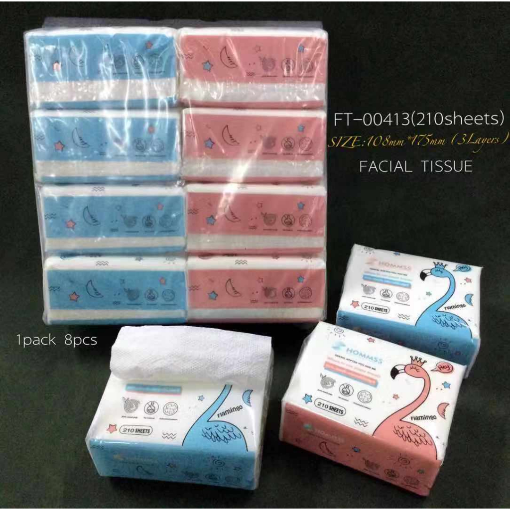 FT00413 8PCS/Pack 100 Wood Plup Disposable Facial Tissue 210 Sheets