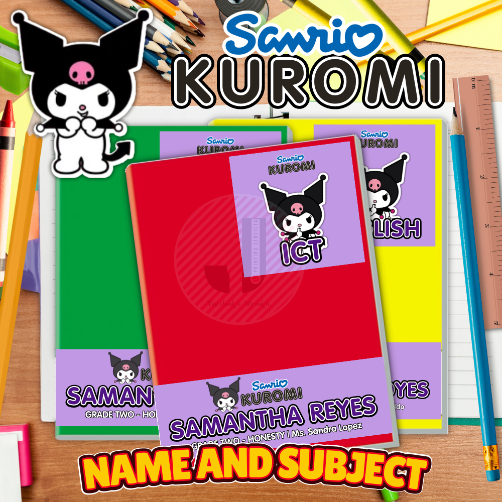 KUROMI Design NAME AND SUBJECT NOTEBOOK STICKER LABELS | SANRIO KUROMI ...