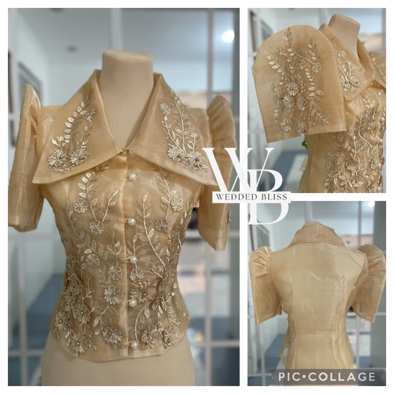 Lui Sports Collar — Modern Filipiniana Blouse with 3D Lace | Shopee ...
