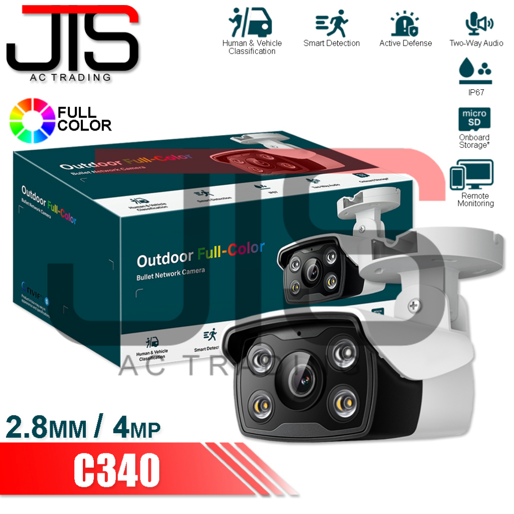 C340 Outdoor Full-Color Bullet Network Camera ( 2.8MM / 4MP ) | Shopee ...
