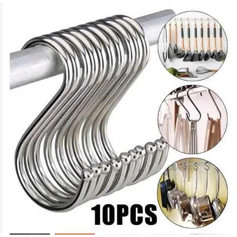 10pcs Kitchen Multi-purpose S Hook Round Tube Hook Clothing Display S ...