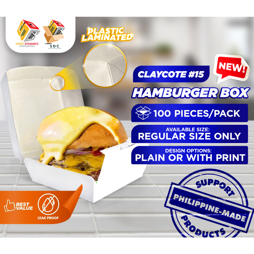 Hamburger Box Burger Packaging Claycoat 15 With PLASTIC LAMINATION ...