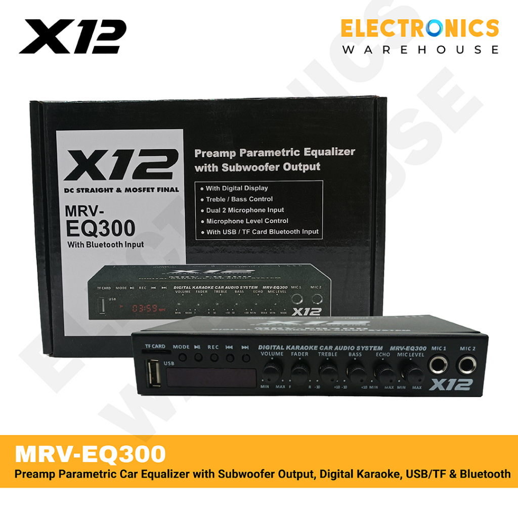 X12 MRVEQ300 Preamp Parametric Car Equalizer with Subwoofer Output