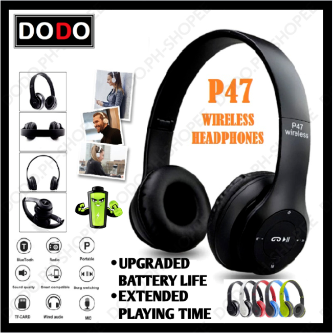 P47 Wireless Bluetooth OnEar Headphone Headset 5.0 Bluetooth FM radio