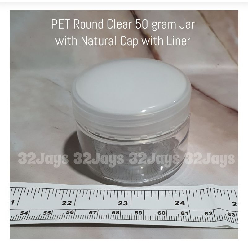 PET Plastic Clear Round Jar with Natural Cap Empty Container 50g OR ...