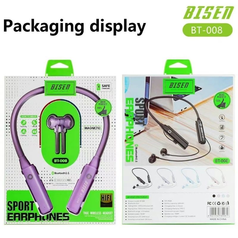 BAVIN BT-008 Magnetic Neckband Bluetooth Wireless Sports Earphone