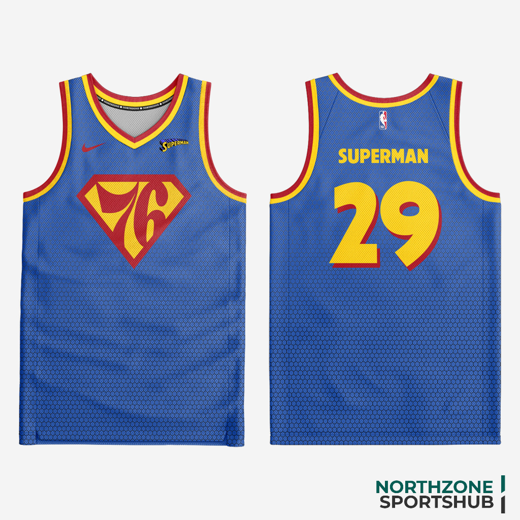 NZ DC Philadelphia Sixers Superman Concept Jersey Full Sublimation