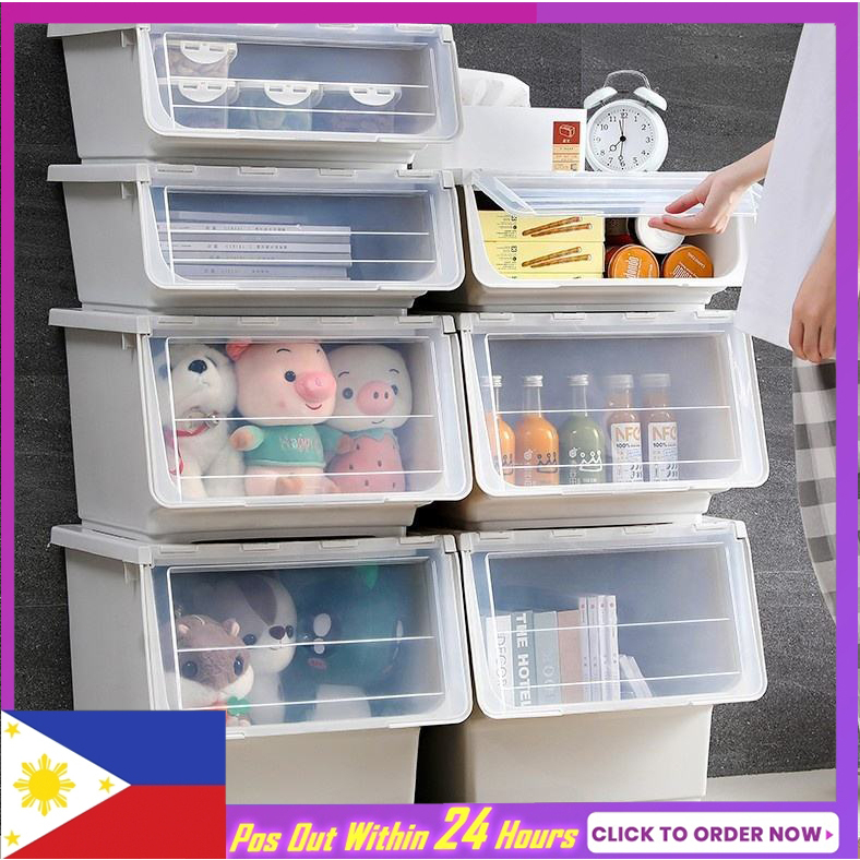 3in1 Stackable Flip Top Storage Box Organizer With Wheels Multifunction