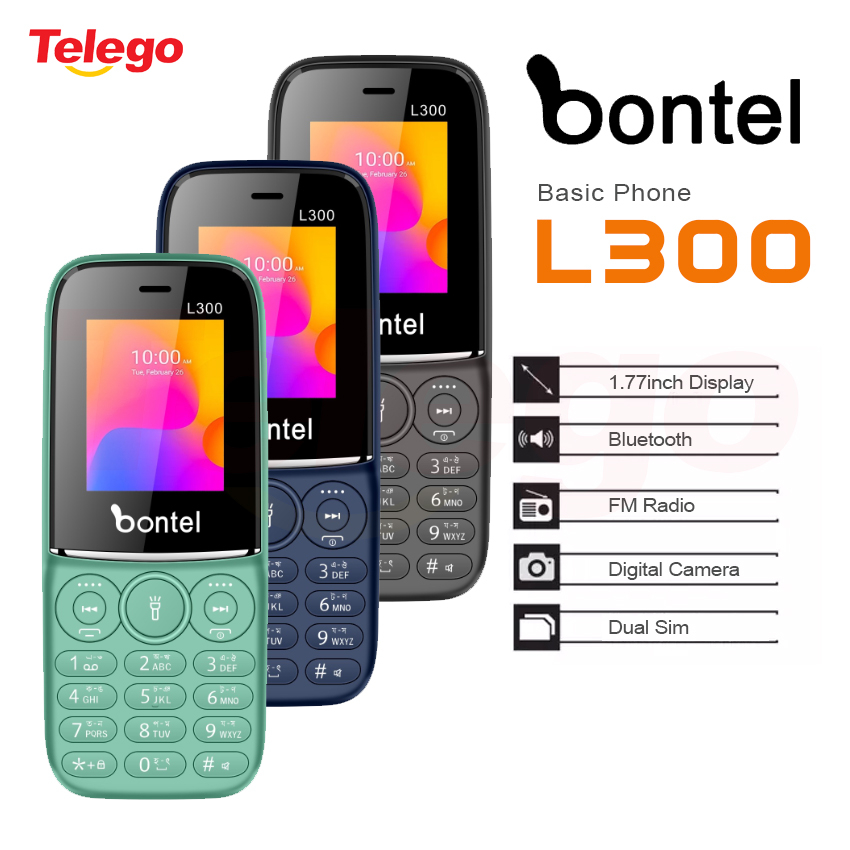 Bontel L300 Basic Mobile Phone 1000mAh Dual Sim with MP3, MP4 Wireless ...