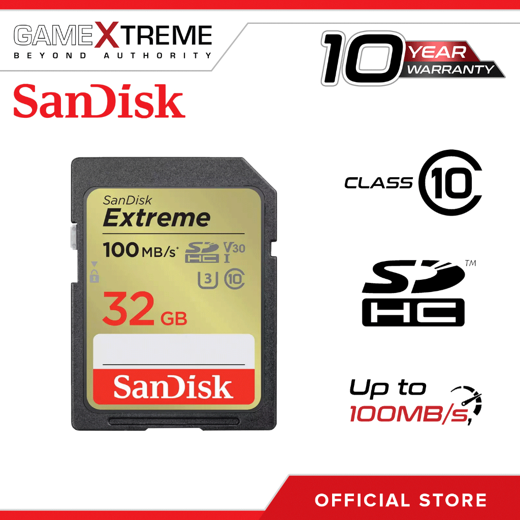 Sandisk Extreme Sdsdxvt 32gb Sd Card Sdhc Uhs-i C10,u3,v30,dslr Camera 