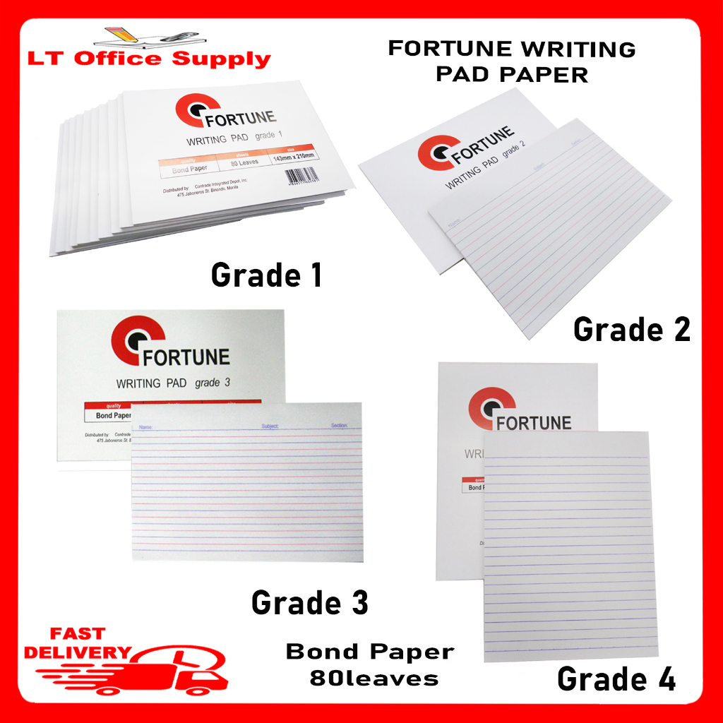 10 Pads Fortune Writing Pad Paper for Grade 1 to 4 Book and Bond Paper 80 Leaves Shopee