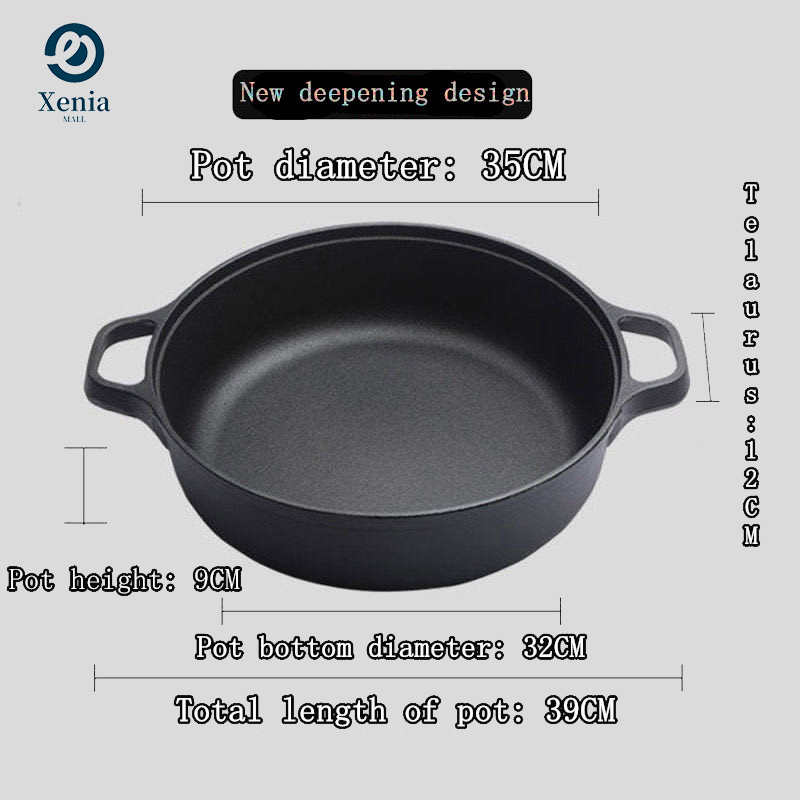 Deepen 35CM cast iron paella pan frying pan gas cooker induction cooker