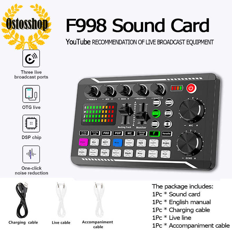 Sound Card Audio Interface With 16 Sound Effects for PC,Mobile,Record