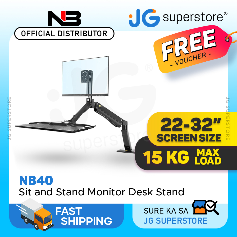 North Bayou NB40 Sit & Stand Workstation Converter w/ VESA Mount (22 ...