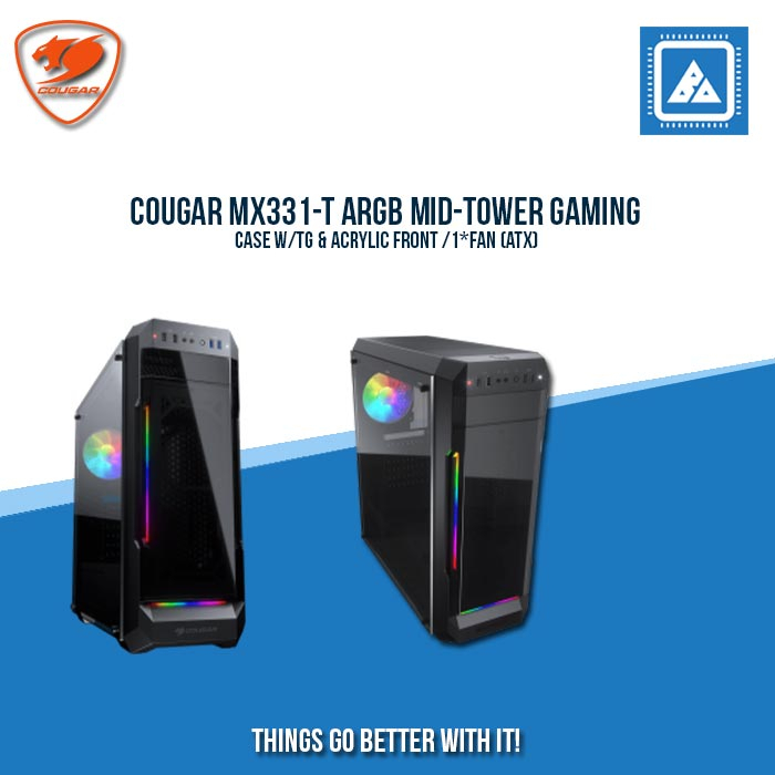 COUGAR MX331-T ARGB MID-TOWER GAMING CASE W/TG & ACRYLIC FRONT /1*FAN ...