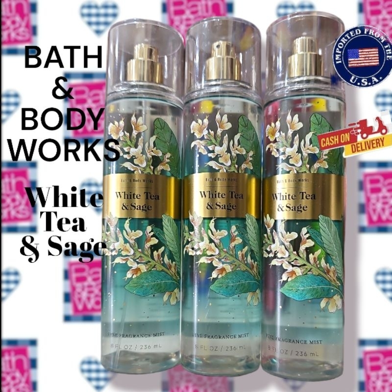 Bath and Body Works White Tea and Sage Fragrance Body Mist Shopee