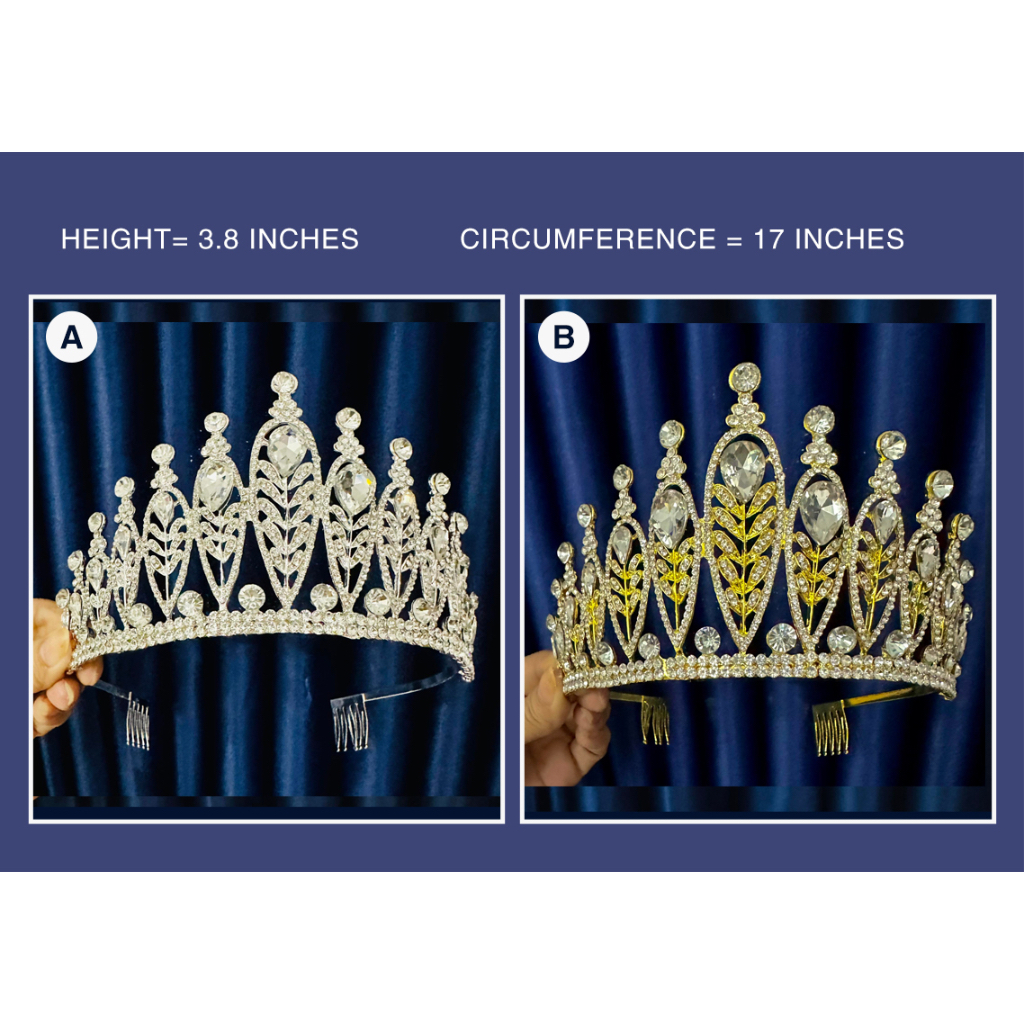 BRIDAL CROWN - ELEGANT PAGEANT CROWN GOLD AND SILVER | Shopee Philippines