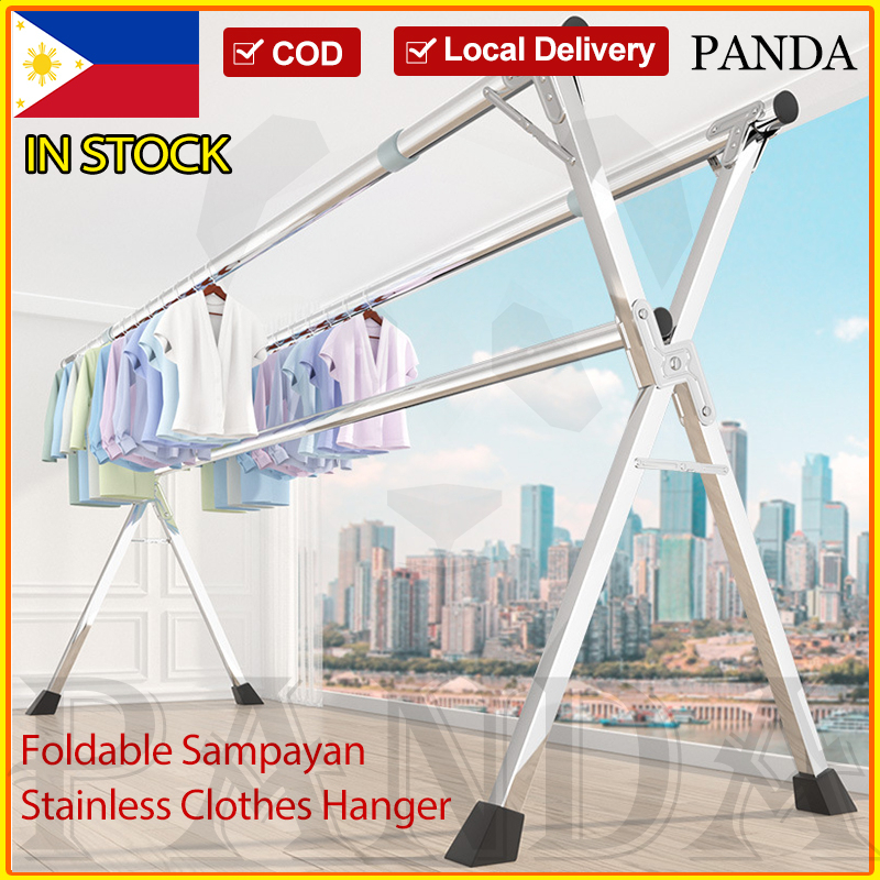 Foldable Sampayan Stainless Clothes Hanger Stand Rack Laundry Drying