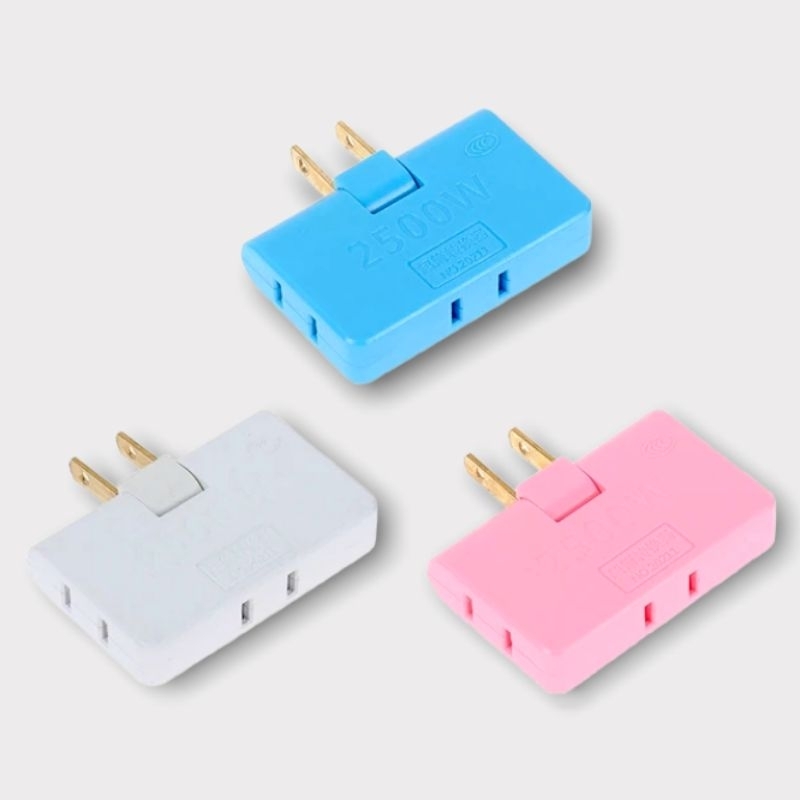 3 in 1 AC Adapter Power Outlet Extension Plug Swivel Socket Converter