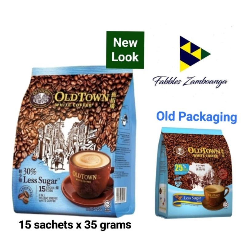 Old Town White Instant Premix Coffee 4-Pack - 3-in-1 Hazelnut Flavor (60 Sticks) Expires 09/2026
