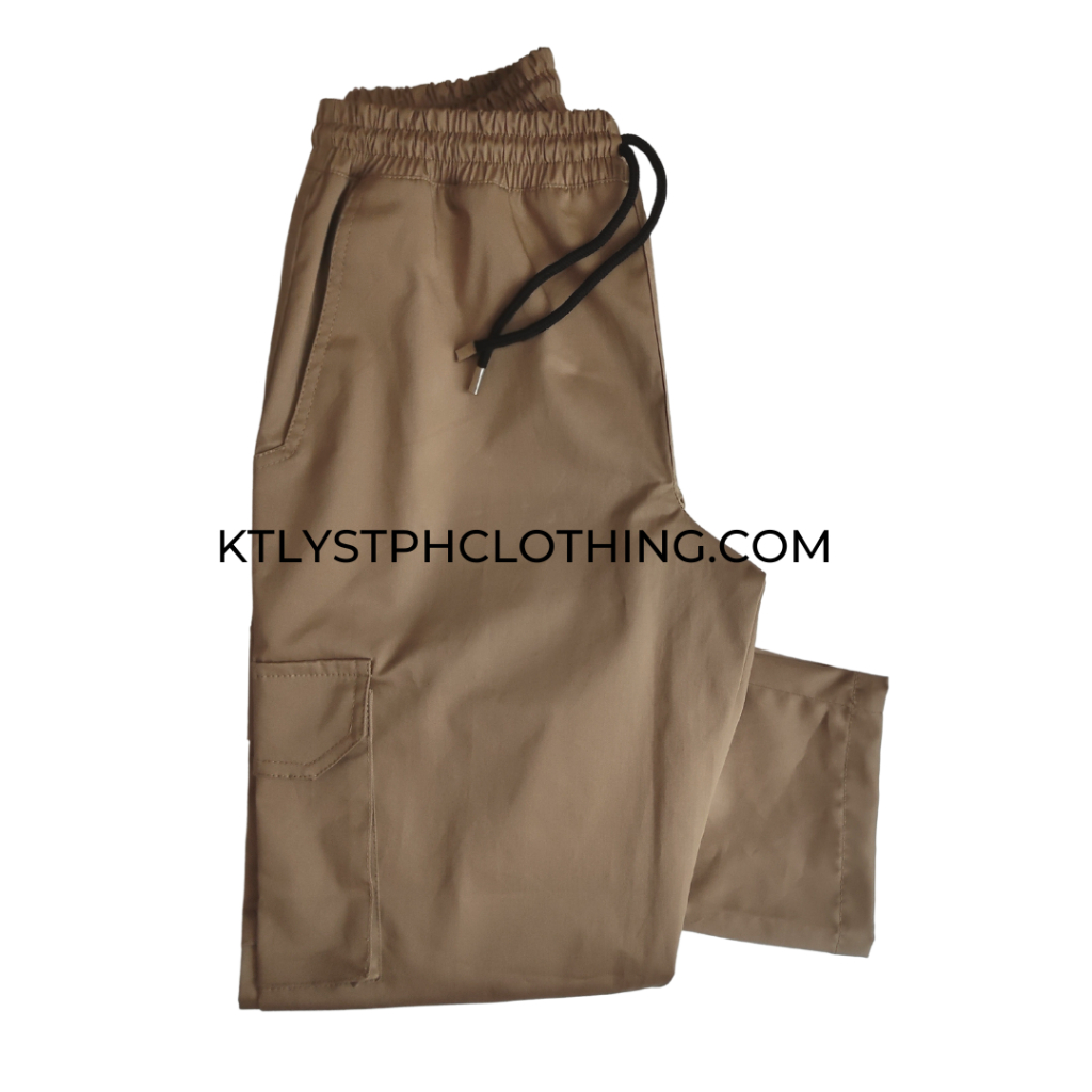 KTLYST Clothing Men's Cotton Uncuffed Cargo Pants, Baggies, Six Pocket