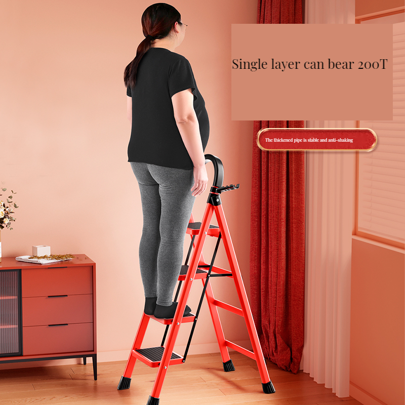 L&Q Ladder 3&4&5 Steps Metal Folding Ladder Household Steel Ladder Stepping Foldable Portable