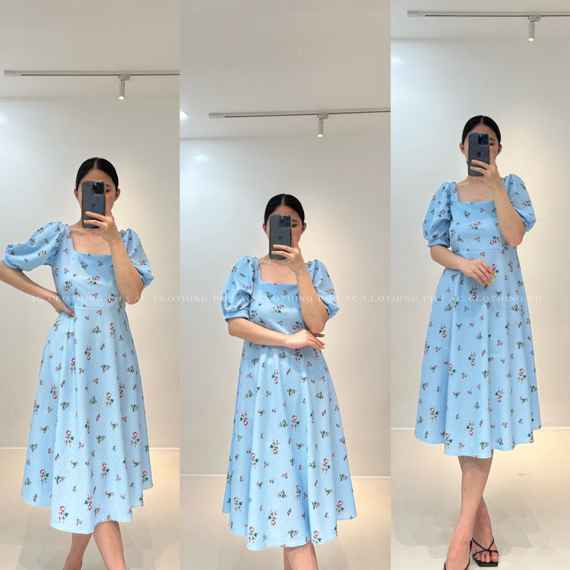 LIZA PRINTED SQUARENECK PUFF SLEEVE DRESS | Shopee Philippines