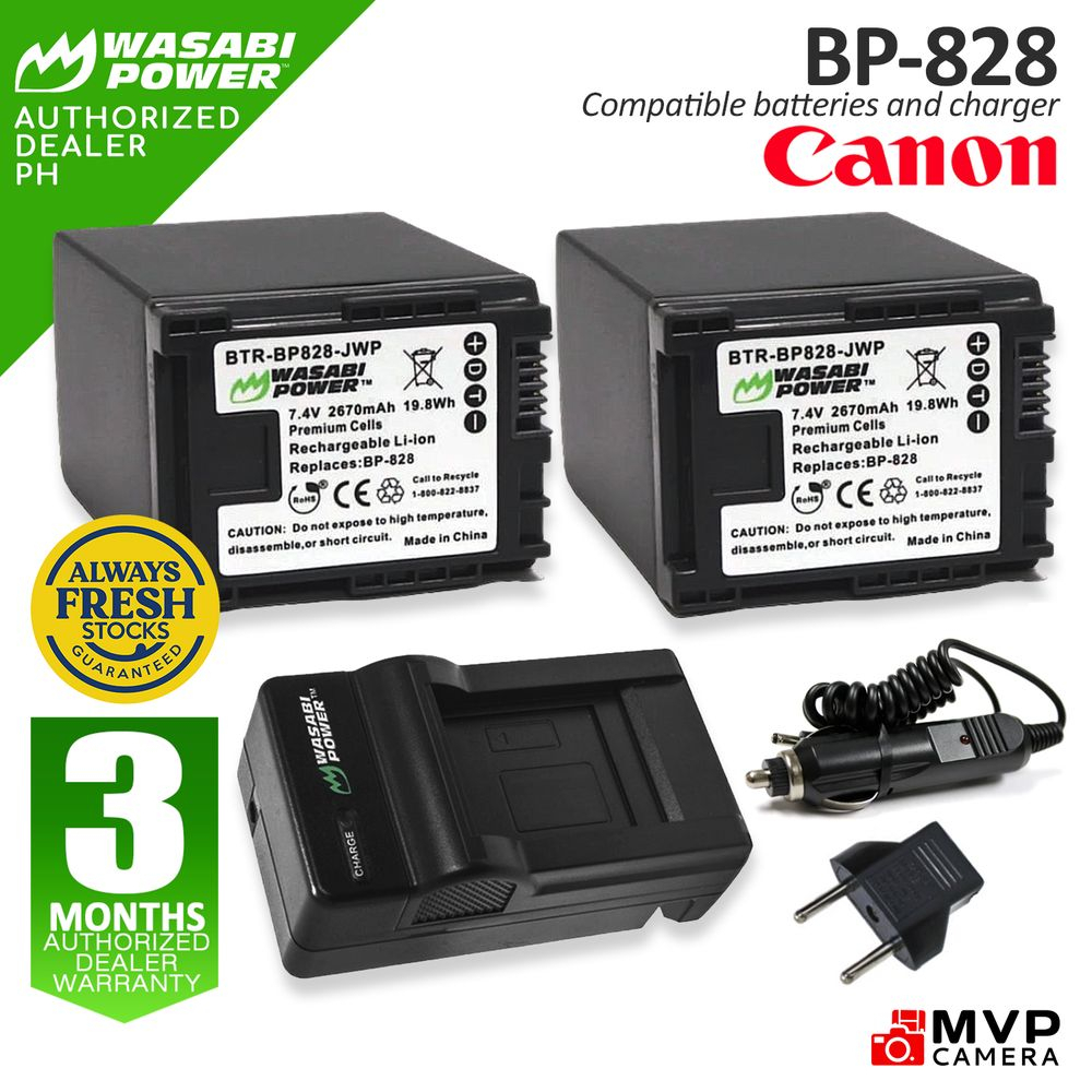CANON BP-828 BATTERY (2-PACK) AND CHARGER BY WASABI POWER | Shopee ...