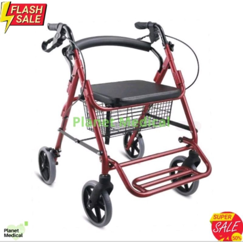 Rollator with Footrest Basket Medical Wheelchair 3 in 1 Shopee