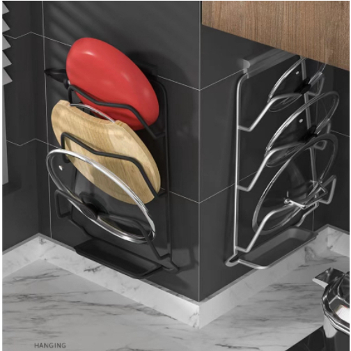 Wall Mounted Pot Cover Holder Rack Hanging Lid Holder Space Aluminum