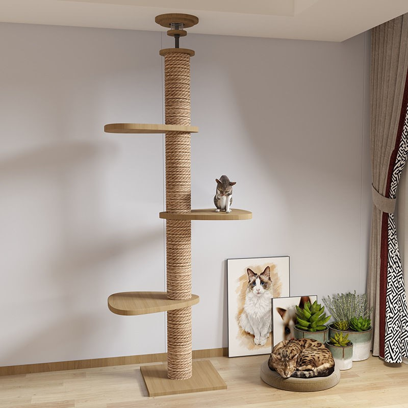 Large Cat Tree House Wood Cat Condo Bed Scratcher House Cat Tower ...