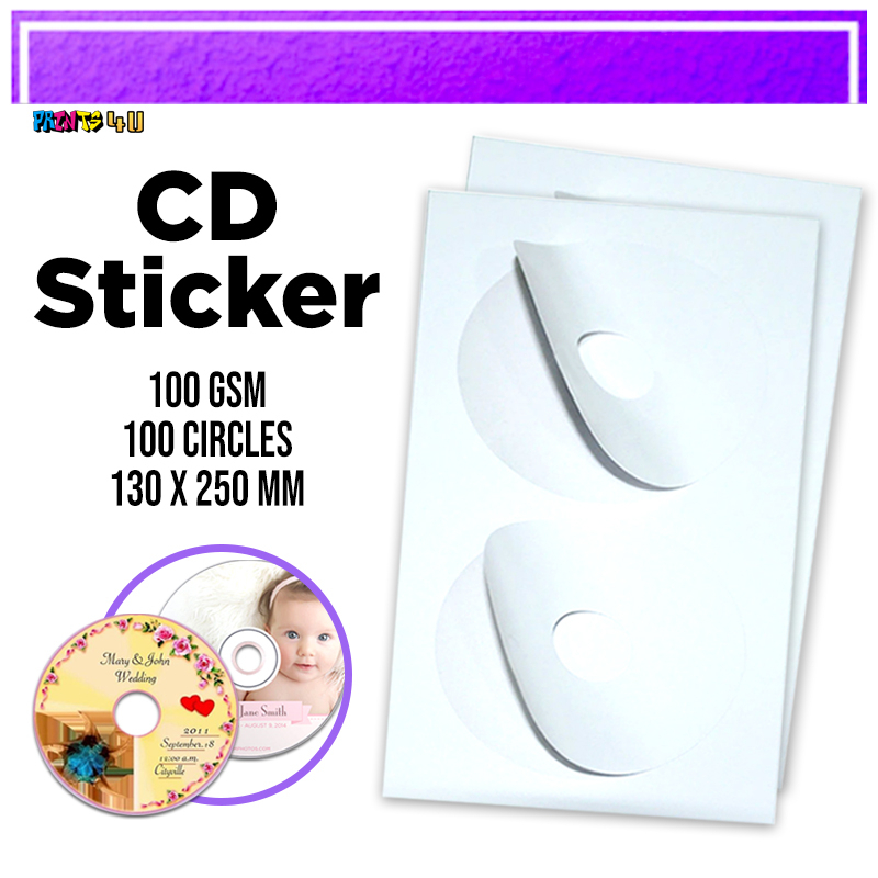 Glossy Cd Sticker Label 100 Circle Pack Shopee Philippines