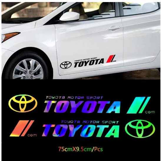 1Pair TOYOTA Car Laser Sticker Decoration VIOS TRD HILUX Body Side ...