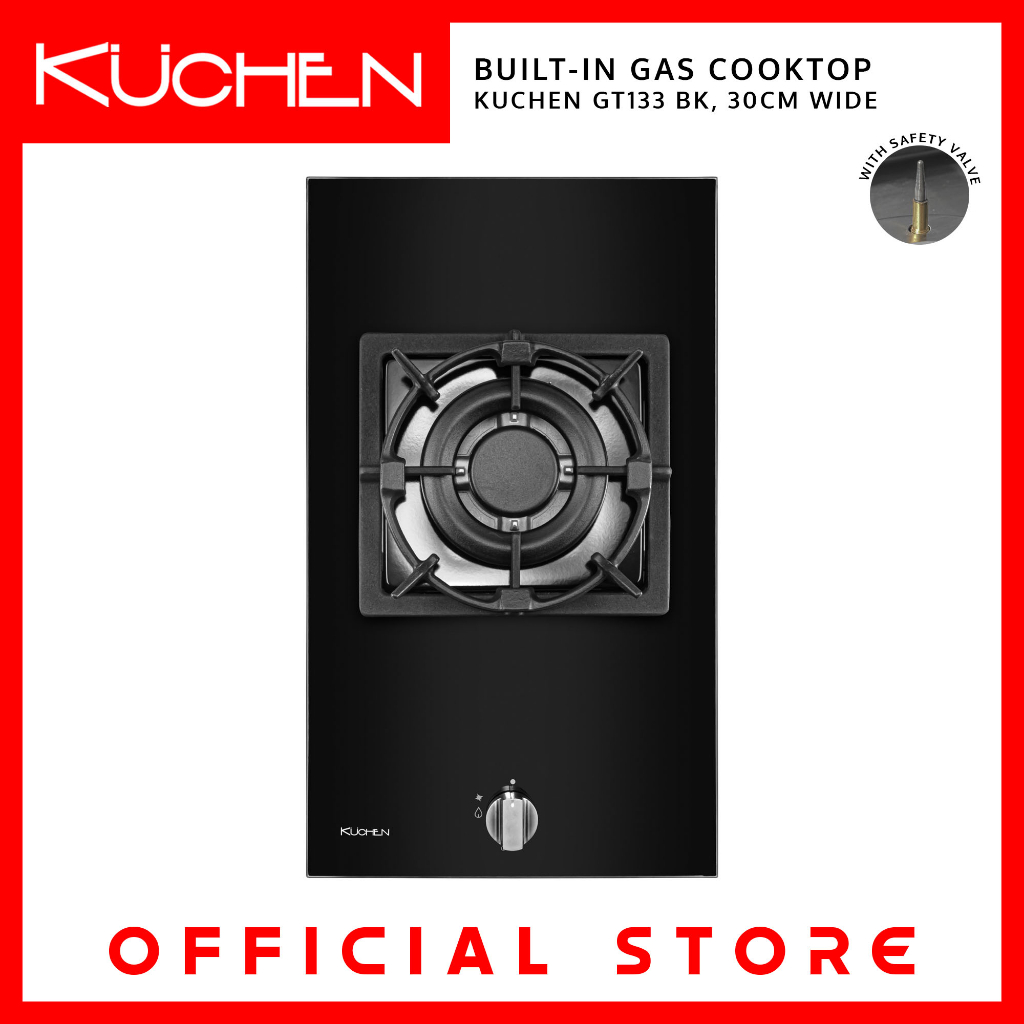KUCHEN GT133 GAS COOKTOP With Safety Valve 1G (30CM), BLK Shopee