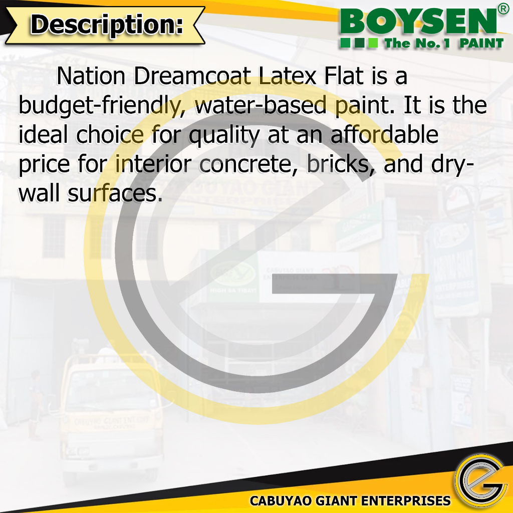 Nation N-1540 Dreamcoat Flat Latex White by Boysen (4 liters gallon ...