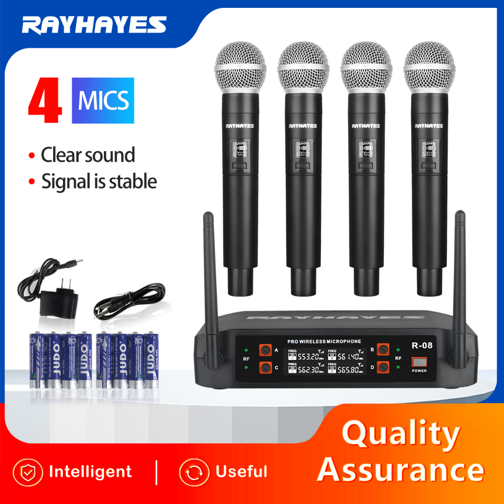 wireless microphone professional 4 MICS for karaoke multi-person ...