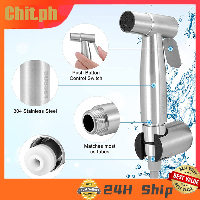 CHIT 304 Stainless Steel 3 in 1 Toilet Spray Gun Handheld Bidet Set for