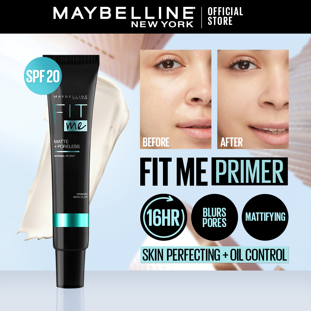 Maybelline Fit Me Matte+Poreless Primer 16HR wear, Long lasting, Oil Control, Mattifying, SPF