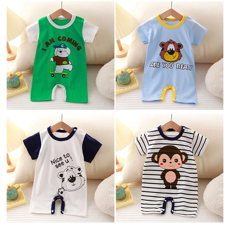 Newborn Baby boy Stretchable Soft Cotton Buttoned Onesies Jumpsuit 0 ...