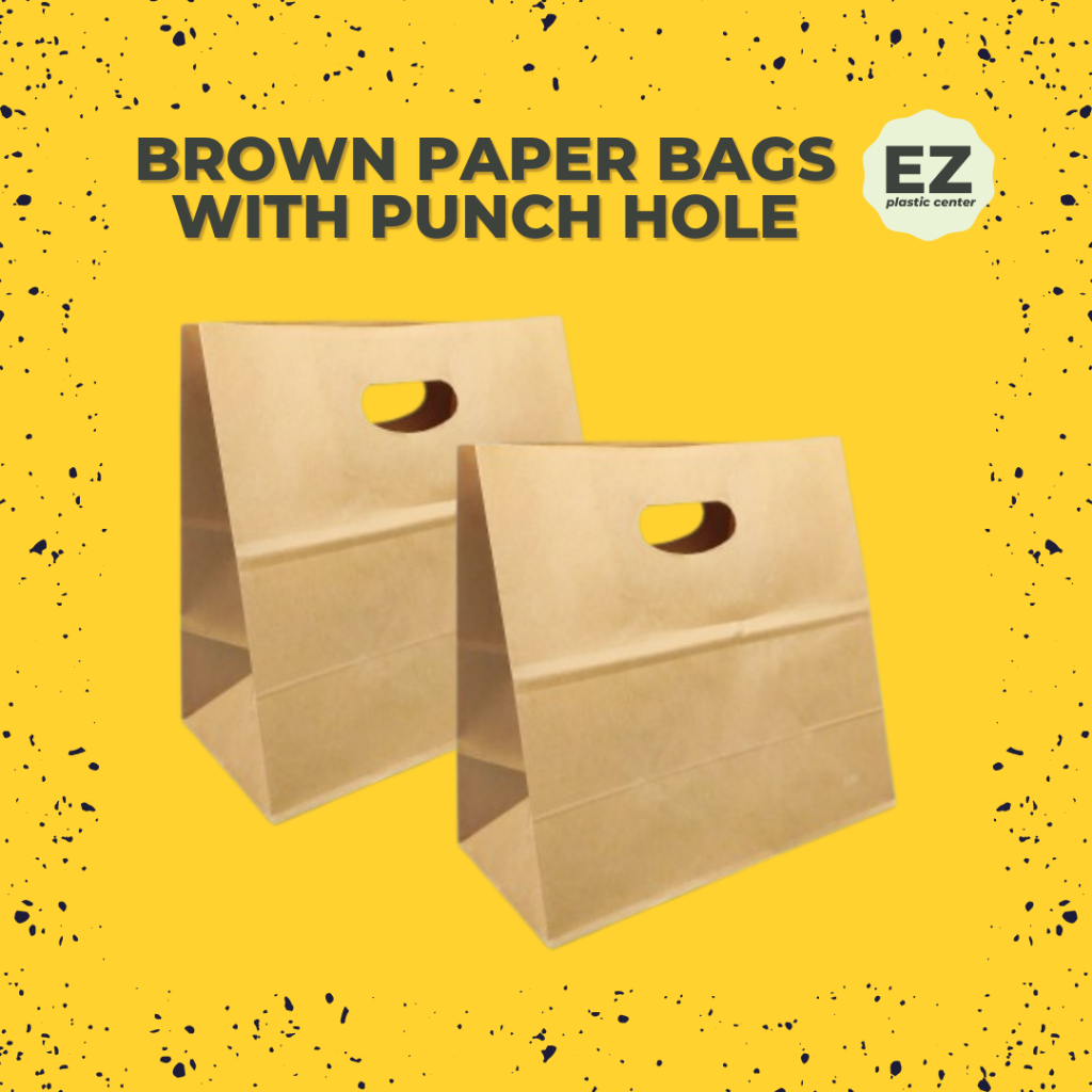 Brown Kraft Paper Bag with Punch Hole Handle (10pcs) EZPLASTICPH