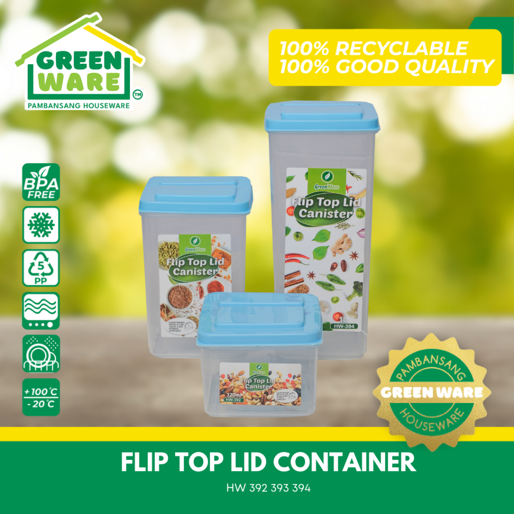 Greenware Flip Top Lid Canister HW392,HW393,HW394 Shopee Philippines