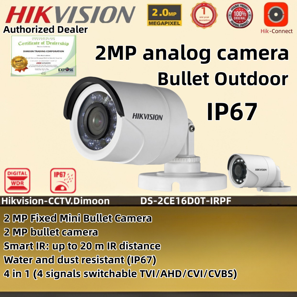 Hikvision 2MP HD IR High Quality Bullet CCTV Camera Outdoor Wired Night ...