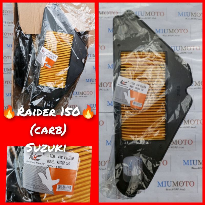 RAIDER 150 (Carb Type) Air Filter Element / Air Cleaner (Suzuki) MIUMOTO Shopee Philippines