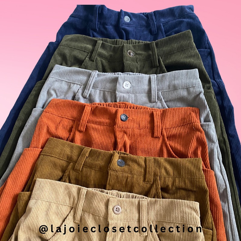 BASIC HW CORDUROY PANTS with side pockets & belt loop | Shopee Philippines