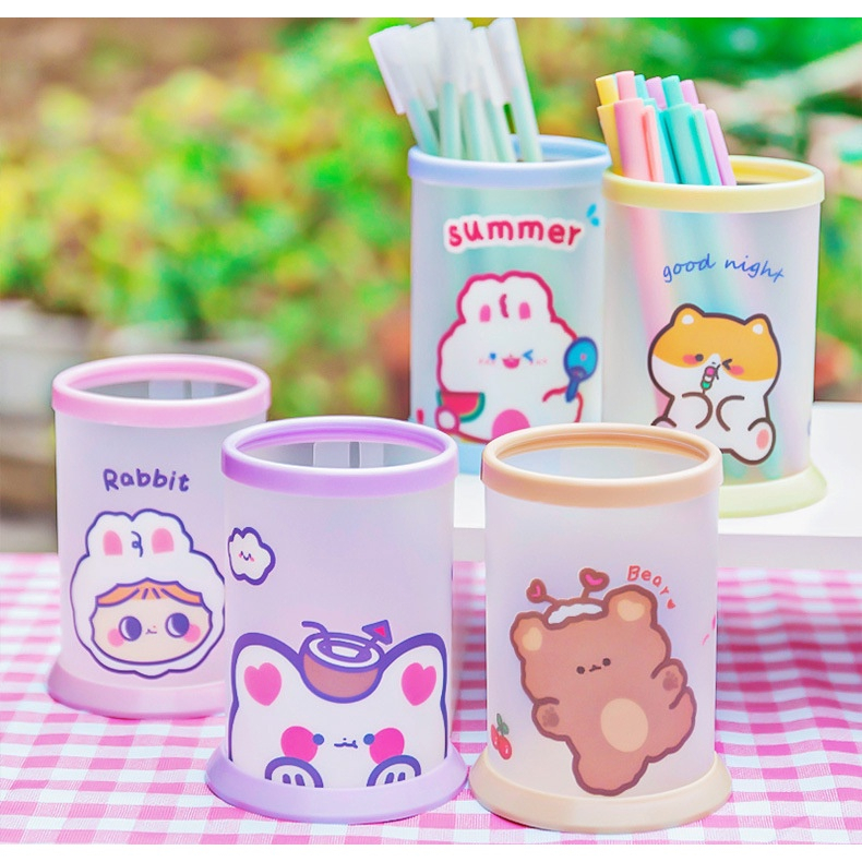 Cute Cartoon Round Folding Pen Holder Pen Container Desk Organizer ...